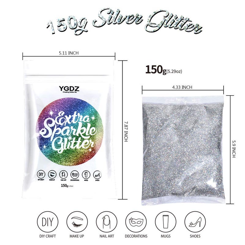 YGDZ Extra Fine Glitter - 150g/5.29OZ Holographic Glitter for Crafts, Resin Art & Festival Decor - Image 2